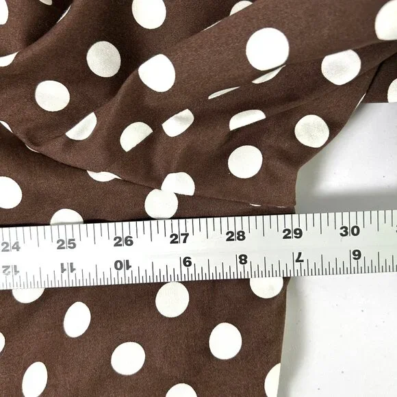 Susan Graver Sateen Jacket Size 3X Brown White Polka Dot Ruched Sleeve Pockets - Picture 14 of 16